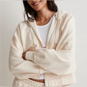 Madewell Ribbed Cocoon Hoodie Sweatshirt antique cream